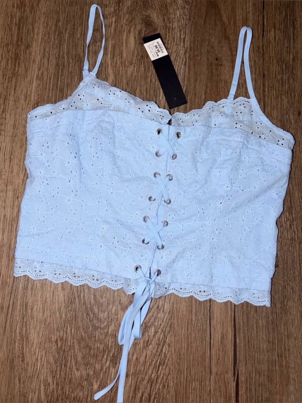 Eyelet Lace Blue Crop